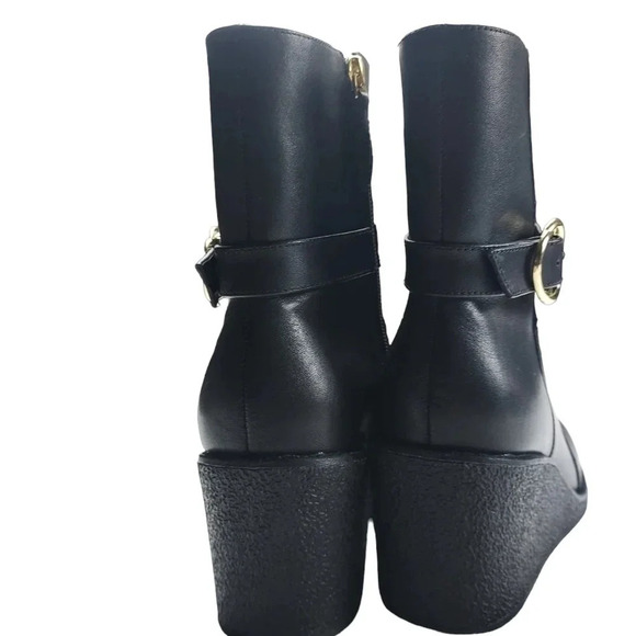 Talbots Rowan Wedge Bootie Leather Size 7M Black Ankle Boot - Picture 13 of 14